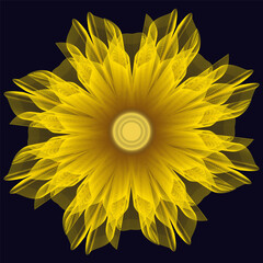 Isolated flower. Isolated guilloche flower. Fantastic flower. Mandala. Fluorescent flower. Neon sign. Shimmering neon. Mandala isolated.