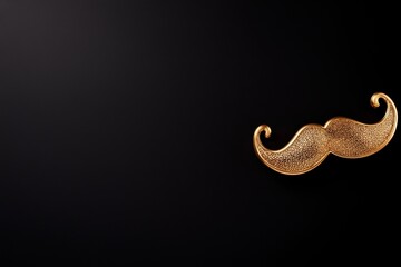 Fototapeta premium Elegant golden mustache decorative piece on a dark background, symbolizing style and sophistication.