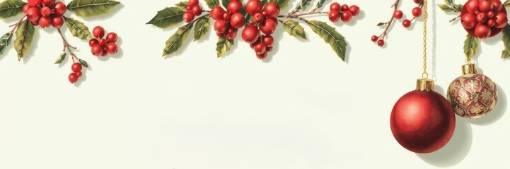 Vintage Christmas poster design featuring classic holiday elements such as retro typography, holly berries, and vintage ornaments, retro