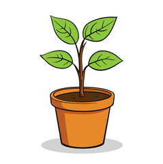 A plant in pot vector clipart illustration