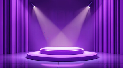 Purple background product showing pedestal scene with geometric platform. display stand stage showcase on the podium your product from customer in room. vector design
