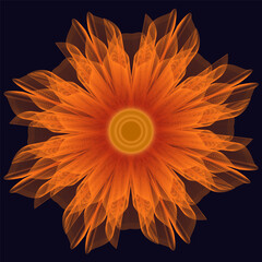 Isolated flower. Isolated guilloche flower. Fantastic flower. Mandala. Fluorescent flower. Neon sign. Shimmering neon. Mandala isolated.