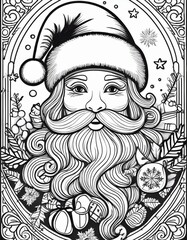 black and white Santa clause coloring page