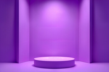 Purple background product showing pedestal scene with geometric platform. display stand stage showcase on the podium your product from customer in room. vector design