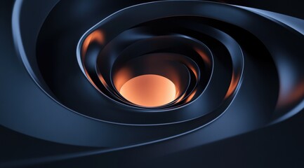 3d black hole, geometric spirals, light and dark, glowing