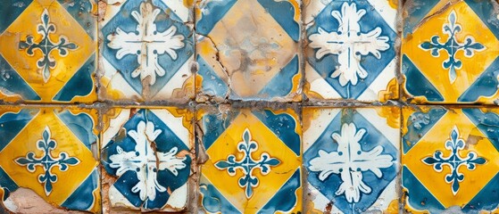 Detail of Portuguese glazed tiles.