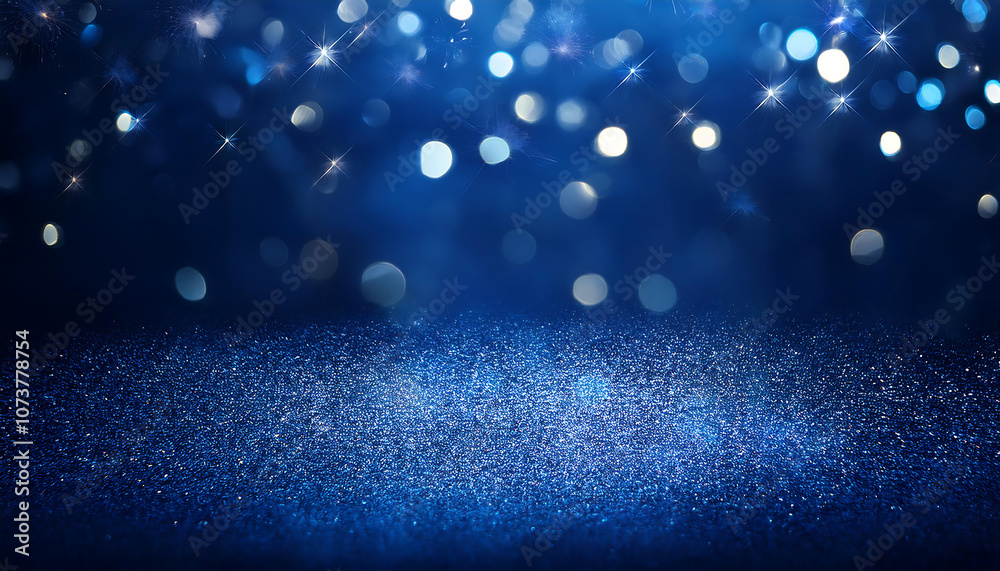 Poster  A dark blue background featuring sparkling glitter and bokeh lights creates an abstract_1(41)