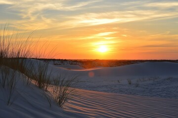 Abstract Desert Landscape with Sun in Warm Tones.