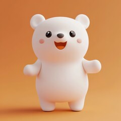 Naklejka premium Adorable Minimalist Cartoon White Bear Character on Blue Background – Perfect for Kids and Nursery Decor