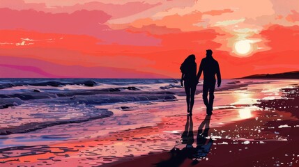 walk on the beach, valentine day