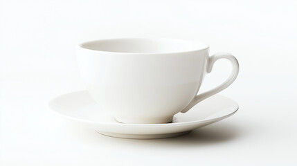 Obraz premium white teacup with a saucer on a white background