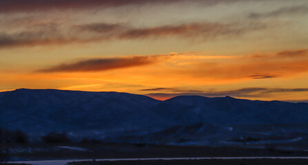 sunset in the mountains