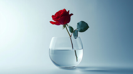 red rose, floating on a white background