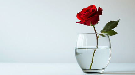 red rose, floating on a white background