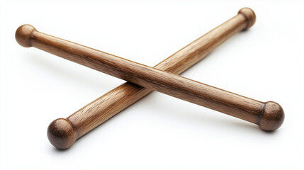 A pair of glossy wooden on a white background