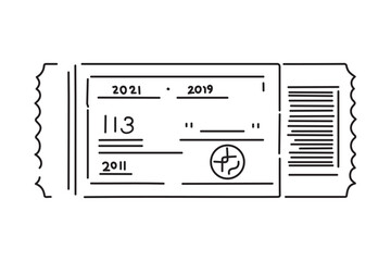 Ticket icon one line, vector flat outline vector illustration