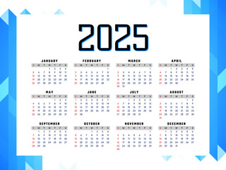 Modern stylish new year 2025 annual calendar elegant design