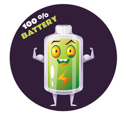 High and low battery characters isolated on background concept. Vector graphic design illustration element