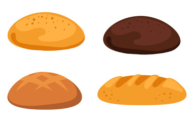 Bakery bread cake pastry isolated set. Vector flat graphic design element illustration