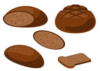 Bakery bread cake pastry isolated set. Vector flat graphic design element illustration