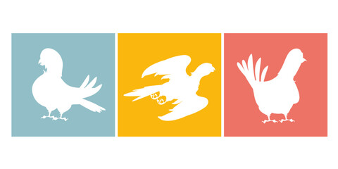 Bird silhouette decorative shadow isolated set. Vector flat graphic design illustration