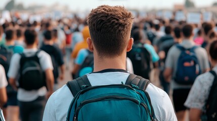 Charity Event Walk with Participants in Crowd