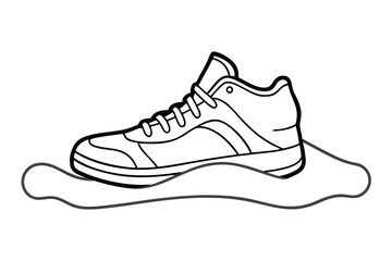 Basketball Shoes Line Drawing Outline Icon - Minimalist Flat Style Illustration