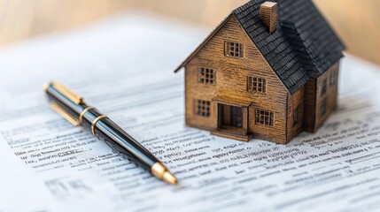 Model House on Agreement Document with Pen