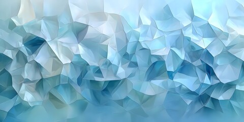 Obraz premium An abstract image featuring a blend of cool blue tones and faceted shapes, creating an illusion of depth and fluidity, reminiscent of ice or water reflections.