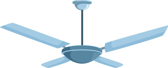 Blue ceiling fan providing a cooling airflow, ensuring comfort during hot weather