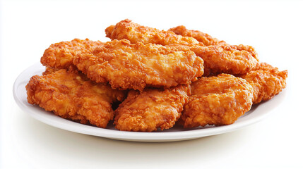 Plate of Golden, Crispy Fried Chicken Tenders, Perfect for Comfort Food and Snack Concepts