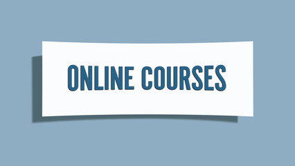 Online Courses. A card isolated on blue background.