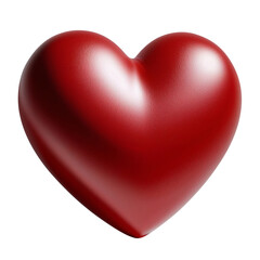 Shiny Red Heart Shaped 3D Object, Isolated on Transparent Background