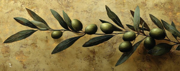 Close-up shot of an olive branch with ripe green olives