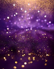 royal purple background with sparkling gold glitter bokeh