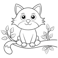Hand drawn cat outline illustration