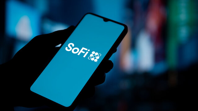 Dhaka, Bangladesh- 10 Nov 2024: SoFi Technologies logo is displayed on smartphone. SoFi Technologies is an American financial technology company.