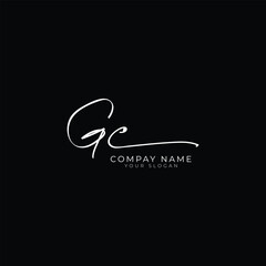 handwriting letter GC signature monogram logo design