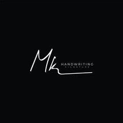 handwriting letter MK signature monogram logo design