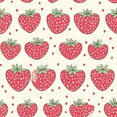 Vector of Strawberry Fruit Seamless Pattern