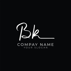 handwriting letter BK signature monogram logo design