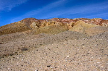 Mars. Multi-coloured rock formations. Tourist place, Mountain Altai.