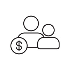 Family Payment Icon with Group of People and Dollar Sign for Family Transfers