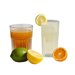 Lemon and Orange Juice Harmony Creation on transparent background