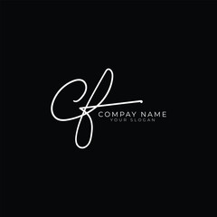 handwriting letter CF signature monogram logo design