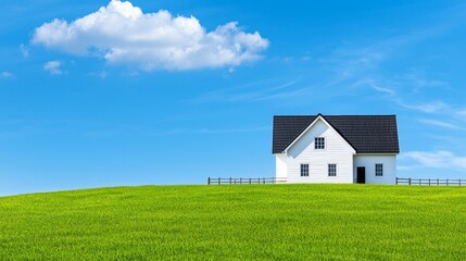 Fototapeta premium An attractive white farm house with a black roof near Milford Delaware USA is shown in this stock photo