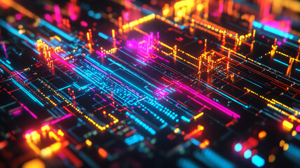 Obraz premium circuit board with glowing lines