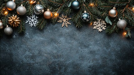 Festive Christmas Garland with Ornaments and Snowflake Decorations