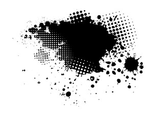Splatter Paint Texture . Black Spray Blot of Ink. Place illustration Over any Object to Create Grungy Effect . hand drawn. Not AI, Vector