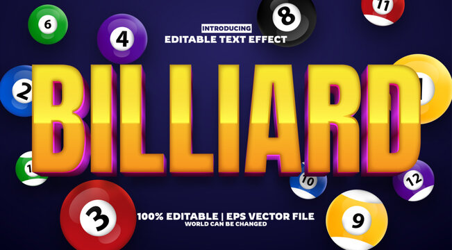 Billard editable text effect in new modern trend style